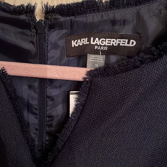 NWOT Karl Lagerfeld Paris Navy Textured Dress - Picture 7 of 12